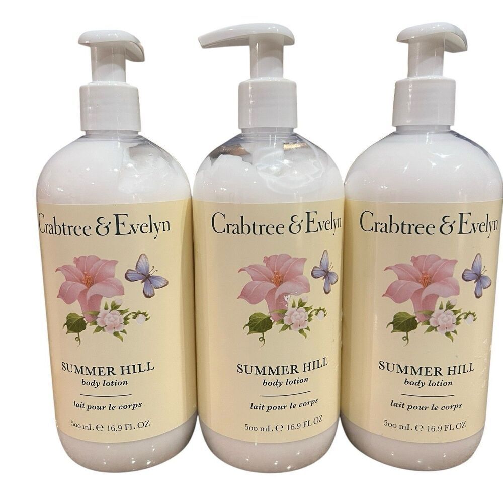 Crabtree & Evelyn SUMMER HILL 16.9oz Bath & Shower Gel 3 BODY WASH SOAP & Lotion - Picture 3 of 7